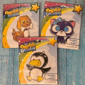 Animal Suncatcher Craft Kits Dog, Cat, Penguin kids Bundle of 3 Makit & Bakit